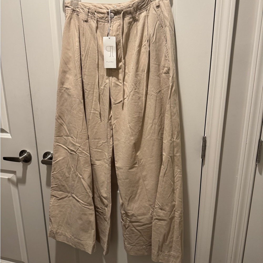Anthropologie Pilcro Tie Waist High Rise Wide-Leg Pants - Picture 2 of 5